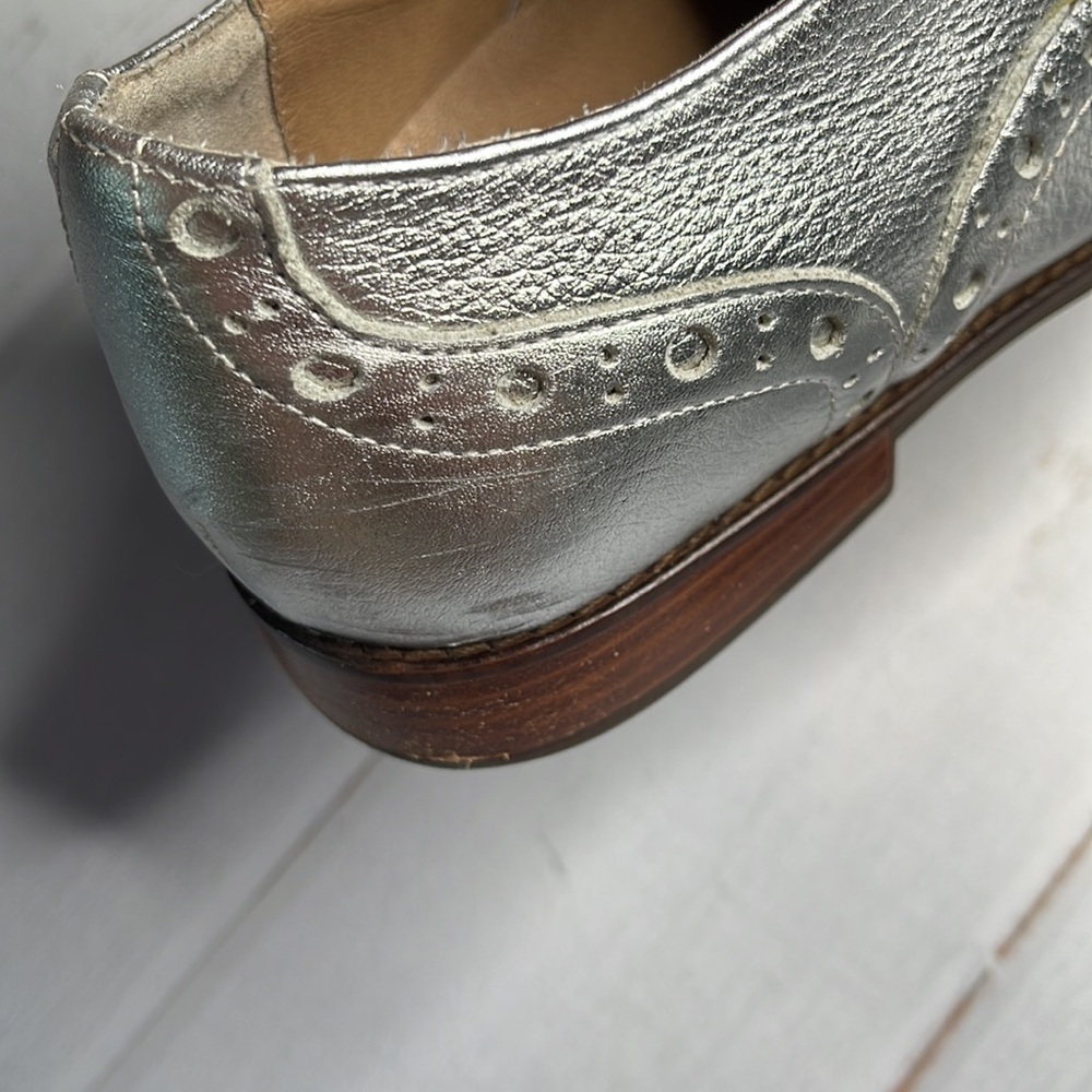 Vionic 10 Hadley Oxford Shoes Silver Wingtips Ladies Lace Up Dressy Rockabilly - Picture 13 of 17